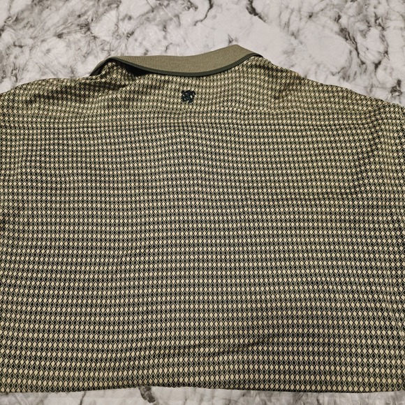 Clark & Gregory Golfwear Green And Tan Plaid Pattern AOP Polo XL Jamaica‎ ACI - Picture 9 of 10